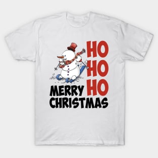 Hohoho merry Christmas. A snowman on skies T-Shirt